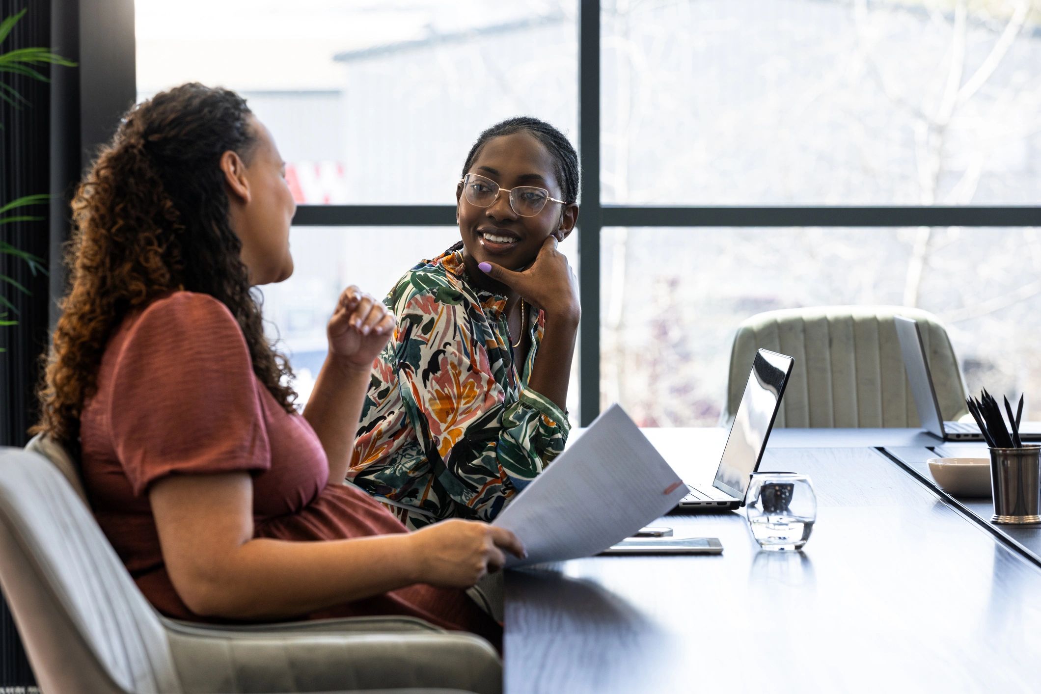 Business consultation in a professional office